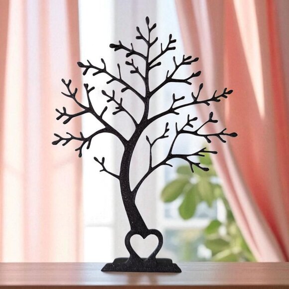 Minimalist Tree Decor Heart Home Accent Handmade Black - Picture 11 of 12